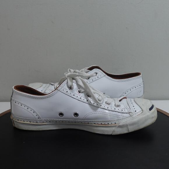 Converse Jack Purcell Shoes Mens Size 7 White Leather Low Top Lace Up Sneakers - Picture 7 of 12